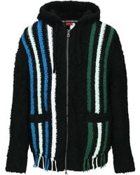 ANDERSSON BELL - Reverse Striped Knit Zip-Up Hoodie - Lyst