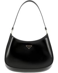 Prada - Cleo Brand-Plaque Brushed Leather Shoulder Bag - Lyst