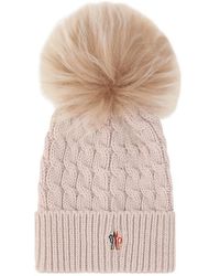 Moncler - Grenoble Cable Knit Pom Pom Beanie Hat - Lyst