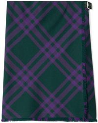 Burberry - Vintage Checked Frayed-Edge Skirt - Lyst