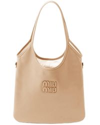 Miu Miu - Ivy Logo-Lettering Tote Bag - Lyst