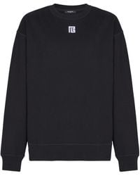 Balmain - Cotton Sweatshirt With Pb Embroidery - Lyst