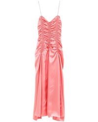 KHAITE - Ruched Silk Midi Dress - Lyst