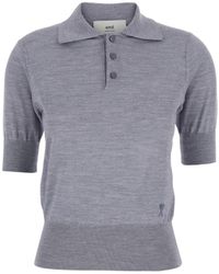 Ami Paris - Short-Sleeve Polo Top - Lyst