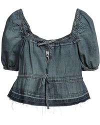 Ganni - Denim Short Sleeve Top - Lyst