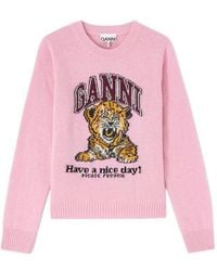 Ganni - Rabbit Graphic Crewneck Jumper - Lyst