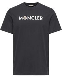Moncler - Text Cotton Logo T-Shirt - Lyst
