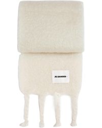 Jil Sander - Logo Patch Fringe-Detailed Scarf - Lyst