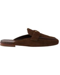 Prada - Triangle-Logo Mules - Lyst