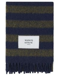 Maison Kitsuné - Maison Kitsuné Striped Fringed Knit Scarf - Lyst