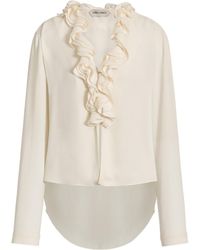 Alberta Ferretti - Fluid Blouse With Sculptural Ruffled Collar - Lyst