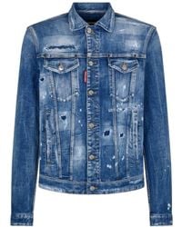 DSquared² - Ripped Denim Jacket - Lyst