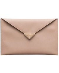 Prada - Saffiano Leather Envelope Clutch - Lyst