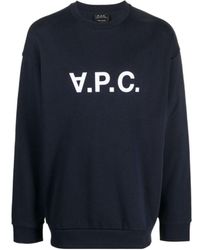 A.P.C. - Logo Printed Crewneck Sweatshirt - Lyst