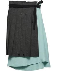 Prada - Patchwork Midi Skirt - Lyst