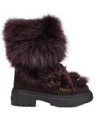 Fendi - Apres Chic Fur Lace-Up Boots - Lyst