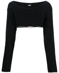 Gcds - Boat Neck Cropped Knitted Top - Lyst