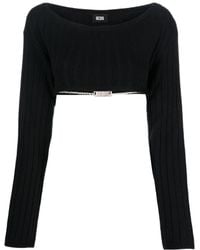 Gcds - Boat Neck Cropped Knitted Top - Lyst