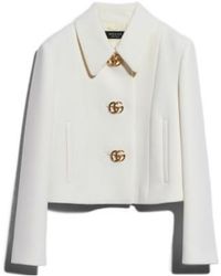 Gucci - Crêpe Wool Jacket With Double G Button - Lyst