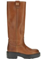 Miu Miu - 55Mm Platform Lug-Sole Knee-High Boots - Lyst