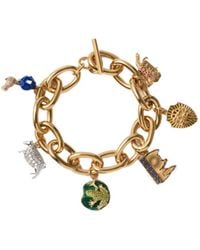 Burberry - Bracelet Charm Detailed Embellished Chained Bracelet - Lyst