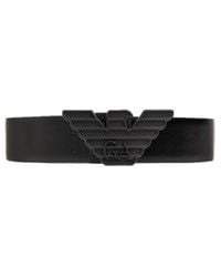 Emporio Armani - Logo-Buckle Leather Belt - Lyst