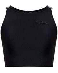 Moschino - Logo Rubberised Cropped Top - Lyst