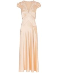 Doen - Corded Lace-Trimmed Silk-Satin Midi Dress - Lyst