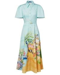 Leo - Printed Belted Cotton Shirt Dress - Lyst