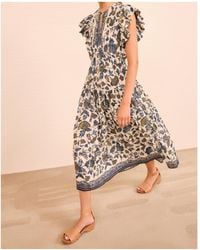 Ulla Johnson Olga Flutter Sleeve Midi Dress in Black | Lyst