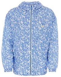 Prada - Floral-Printed Zipped Hooded Jacket - Lyst