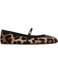Dolce & Gabbana - Velvet Ballerinas With Animal Motif - Lyst