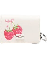 Ganni - Raspberry-Printed Bi-Fold Wallet - Lyst