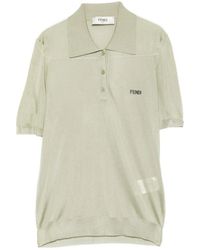 Fendi - Logo Embroidered Knitted Polo Top - Lyst