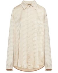 Balenciaga - Logo Monogram Collared Long-Sleeve Shirt - Lyst