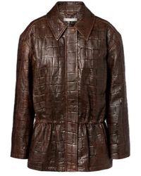 Emilia Wickstead - Norcutt Croc-Effect Leather Jacket - Lyst