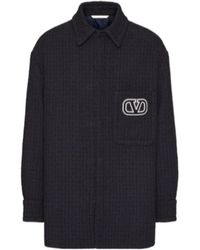 Valentino - Cotton And Viscose Tweed Shirt Jacket With Vlogo Signature Patch - Lyst