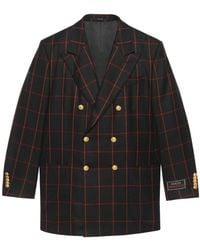 Gucci - Double-Breasted Check Blazer - Lyst