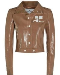 Courreges - Courrèges Vinyl Collared Button-Up Jacket - Lyst