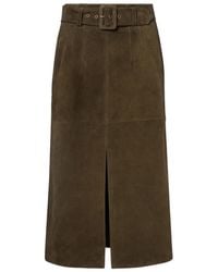 Veronica Beard - Alexie Belted Suede Midi Skirt - Lyst
