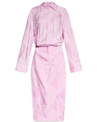 The Attico - The Charla Logo Jacquard Side Slit Midi Shirt Dress - Lyst