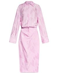 The Attico - The Charla Logo Jacquard Side Slit Midi Shirt Dress - Lyst