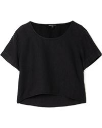 James Perse - Cropped Linen-Canvas T-Shirt - Lyst