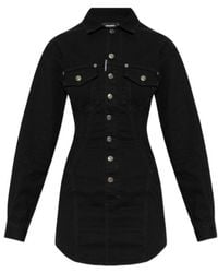 DSquared² - Logo Patch Denim Shirt Dress - Lyst