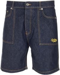 Off-White c/o Virgil Abloh - Logo Embroidered Utility Denim Shorts - Lyst