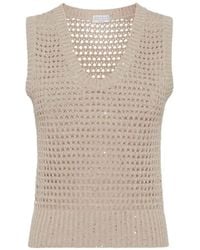 Brunello Cucinelli - Sequin Embellished Open Knitted Vest - Lyst