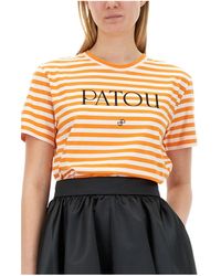 Patou - Logo-Printed Striped Crewneck T-Shirt - Lyst