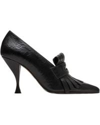 Burberry - Embossed Cameo Fringed Pumps - Lyst