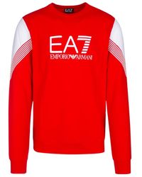 EA7 - Logo-Print Crew-Neck Sweatshirt - Lyst