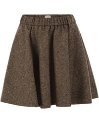 Brunello Cucinelli - Flared Virgin Wool Blend Skirt - Lyst